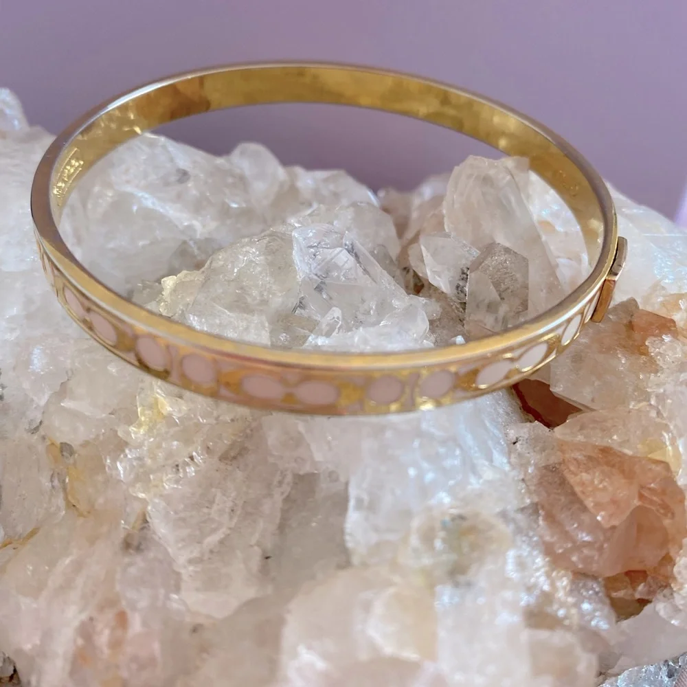 Authentic 💛COACH 💛bangle bracelet in white and gold. Classic ‘C’ pattern . - Picture 3 of 10